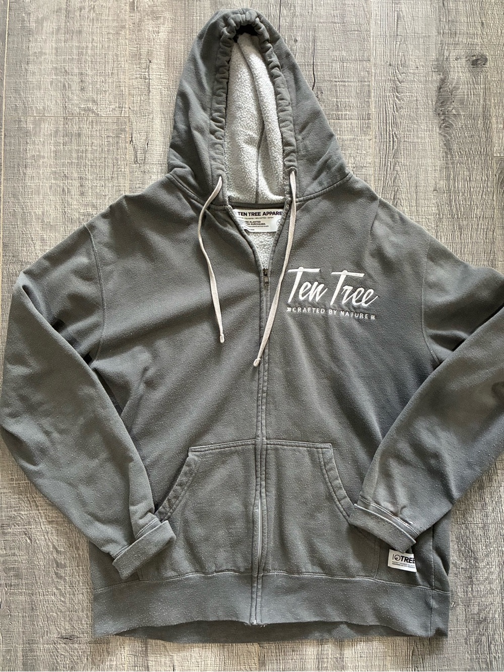 Ten Tree Men's Gray Full-Zip Hooded Sweatshirt